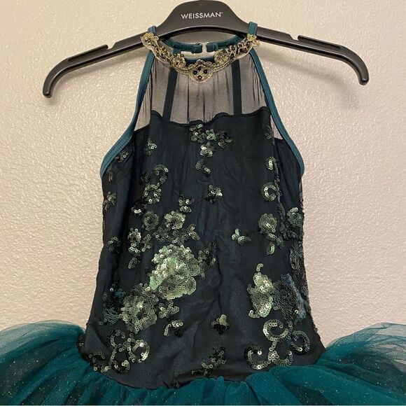 Weissman dance costume velvet Green tutu ballet THE EARTH PRELUDE 11677 child MC - Picture 4 of 10